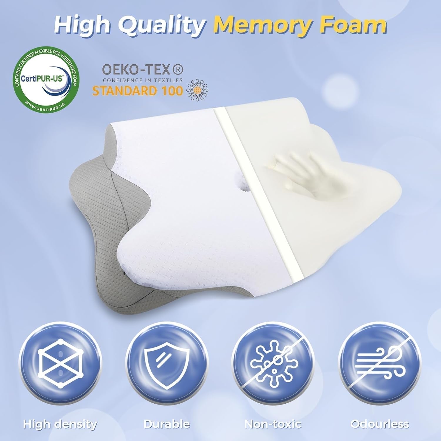 SAHEYER Cuscino per il collo 2 in 1 Cuscino ergonomico per il supporto del collo e cuscino per il collo Cuscino ortopedico per chi dorme sul fianco Cuscino in memory foam per chi dorme sul fianco Schiena e stomaco Cuscini cervicali ortopedici Naty Shop