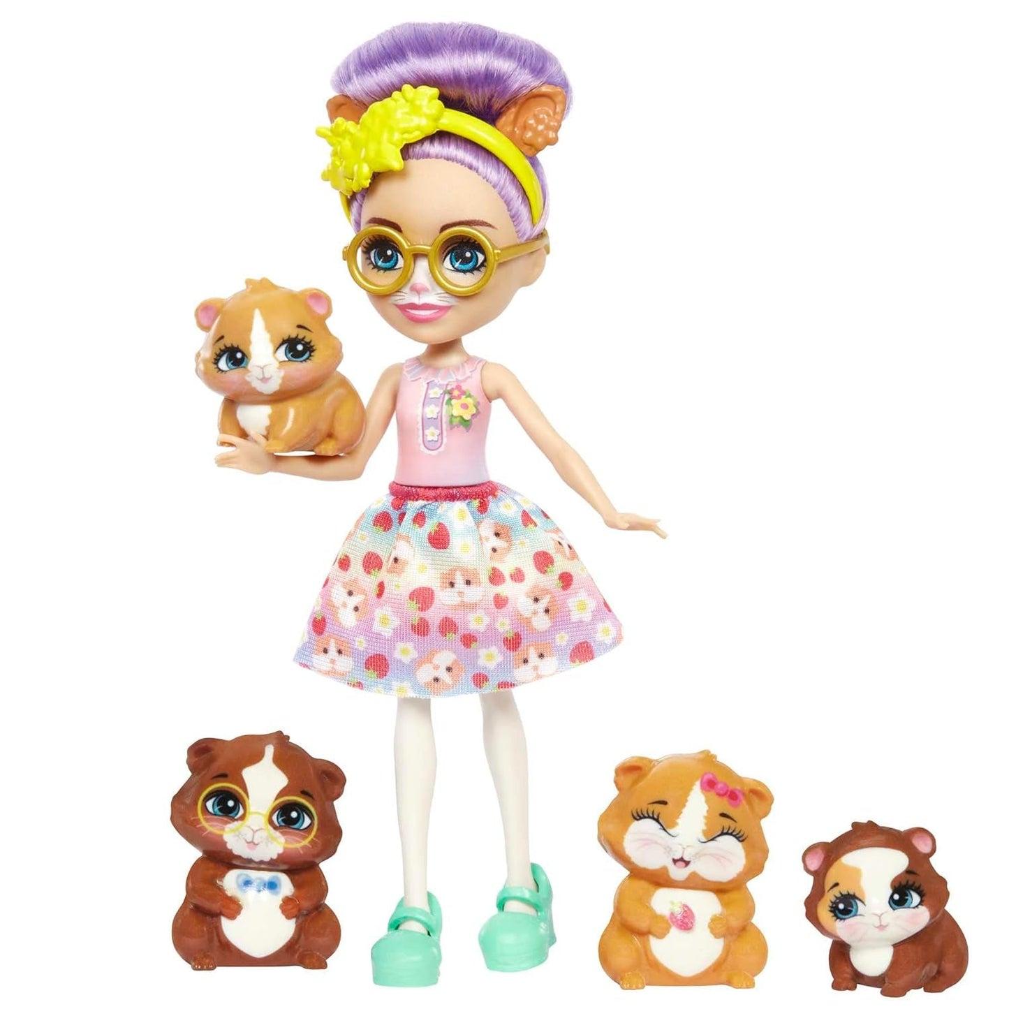 ENCHANTIMALS City Tails Glee Guinea Pig Family - Bambole di porcellini d'India con 4 adorabili personaggi di porcellini d'India, dai 4 anni in su, HHB84