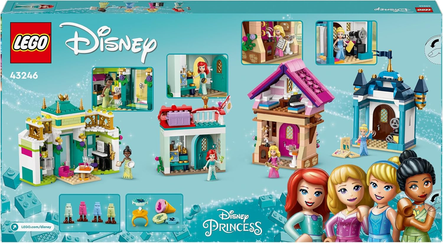 LEGO Disney Princess: Disney Princess Adventure Market, casa giocattolo con 4 bambole tra cui Cenerentola e Ariel, set da gioco con mappa del tesoro, regalo per ragazze e ragazzi a partire da 6 anni 43246 Set da costruzione Besuche den LEGO-Store