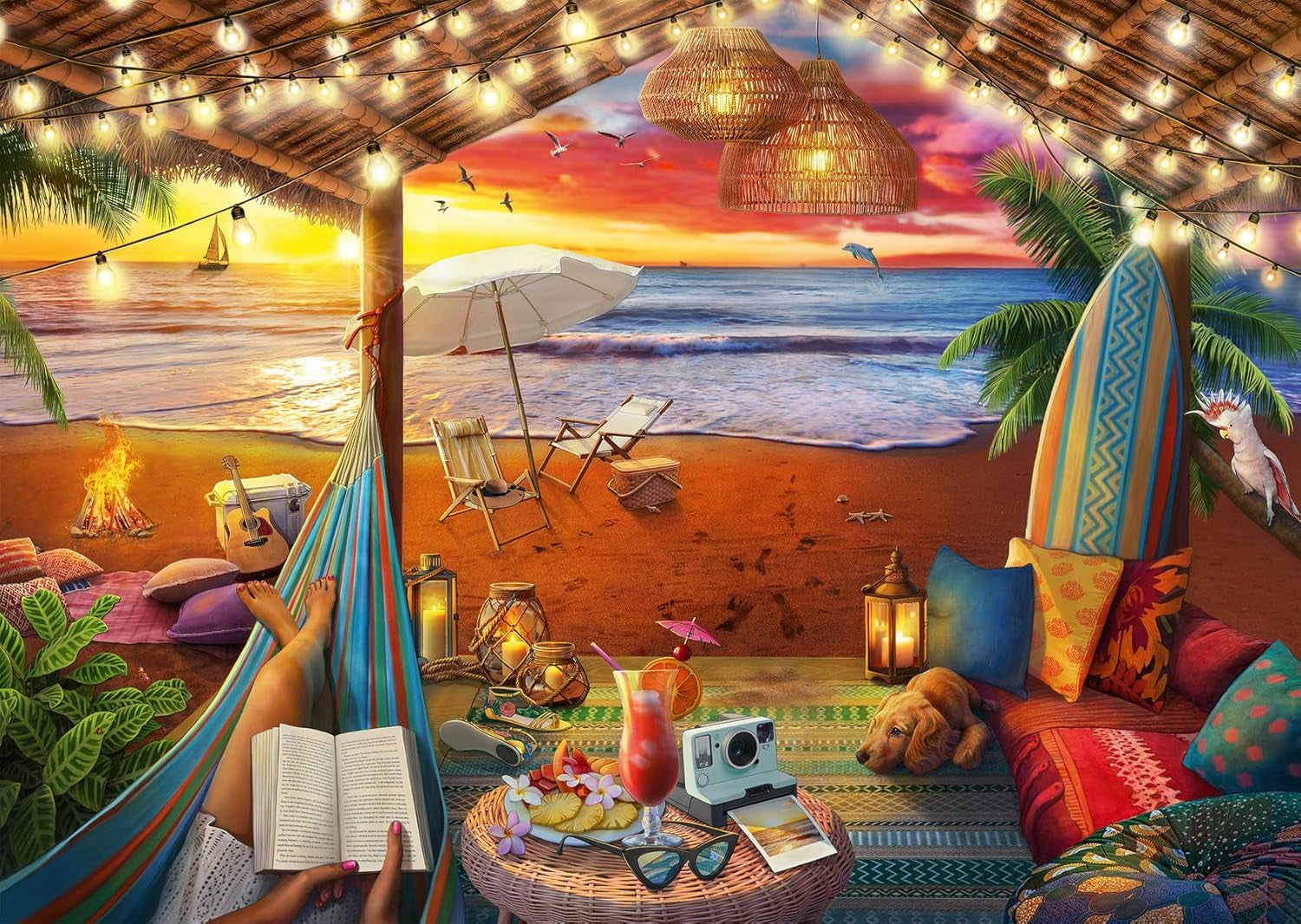 Ravensburger Puzzle 16795 - Tramonto sulla spiaggia - Puzzle da 500 pezzi per adulti e bambini dai 10 anni in su con pezzi del puzzle più grandi [Esclusivo su Amazon] Puzzle Naty Shop Single