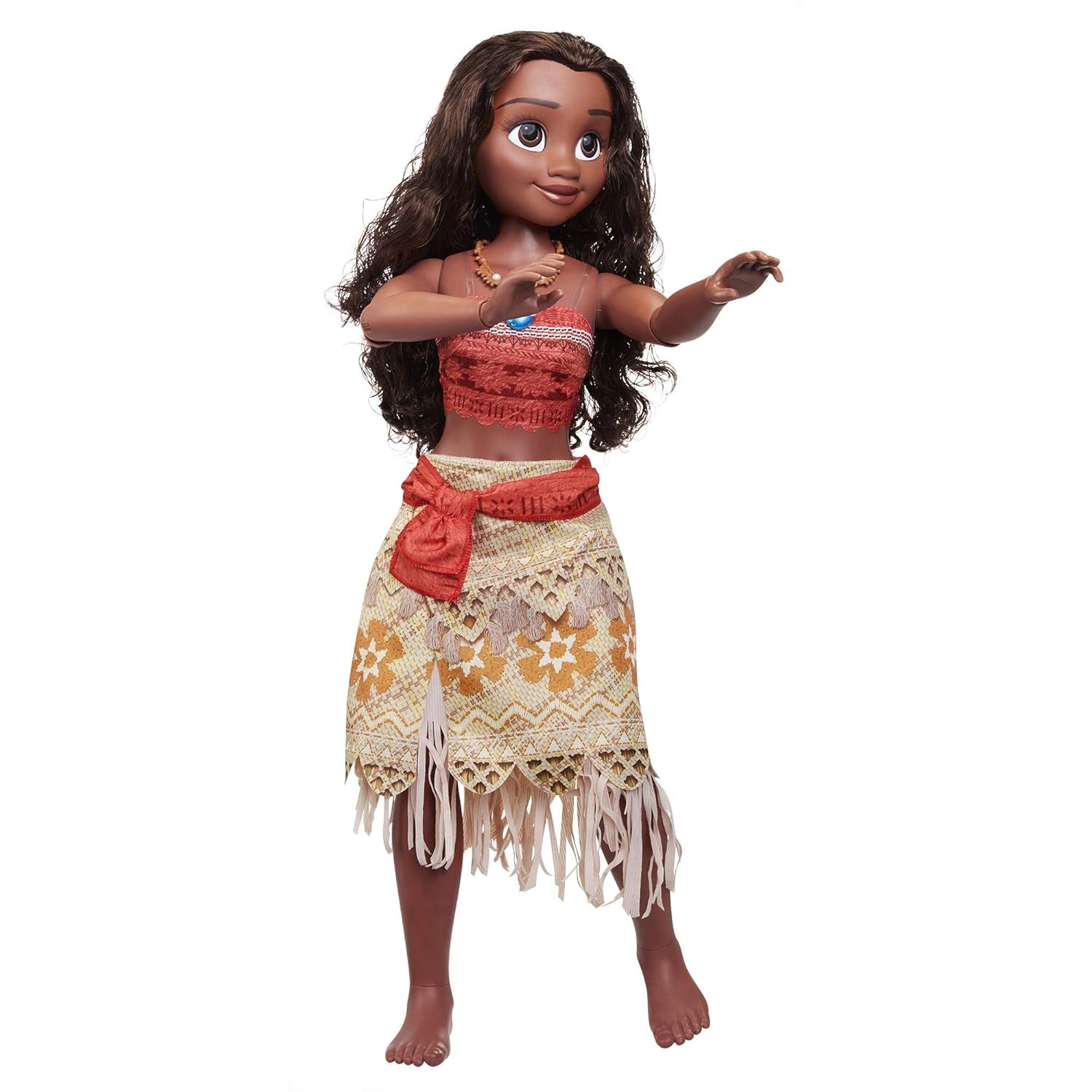 Disney Princess Vaiana, bambola da gioco da 80 cm, di Jakks Pacific, bambola mobile con spazzola per pettinare i riccioli ondulati, abito ispirato al film, collana con ciondolo staccabile Bambole Naty Shop