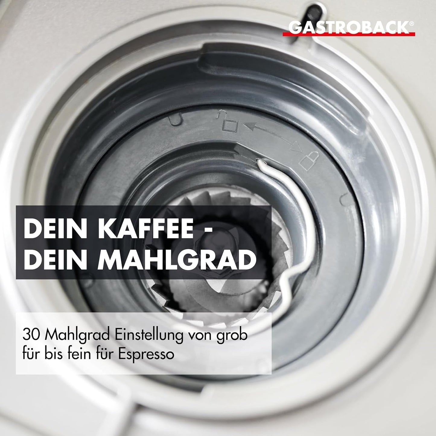 Macchina per caffè espresso GASTROBACK con macinacaffè, inclusa lattiera, pressa e portafiltro in acciaio inox - Macchina per caffè espresso Barista con montalatte - Macchina per caffè espresso con 30 impostazioni di macinatura