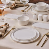 Karaca Stream Bone Bomo Set di stoviglie per 12 persone Elegante set di piatti quadrati Eleganti stoviglie in porcellana bianca