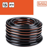 BLACK+DECKER Tubo da Giardino 15 metri - Ø19MM - PVC resistente - Irrigazione del giardino, lavaggio dell'auto, riempimento della piscina - Compatibile con qualsiasi rubinetto standard - Nero/Arancione