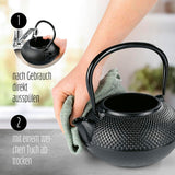 Set da tè Lumaland da 8 pezzi | Teiera in ghisa Tetsubin da 1,4 litri | Stufa in ghisa | 2 tazze da tè e 2 piattini | Set da tè giapponese comprensivo di misurino in bambù e infusore in acciaio inossidabile