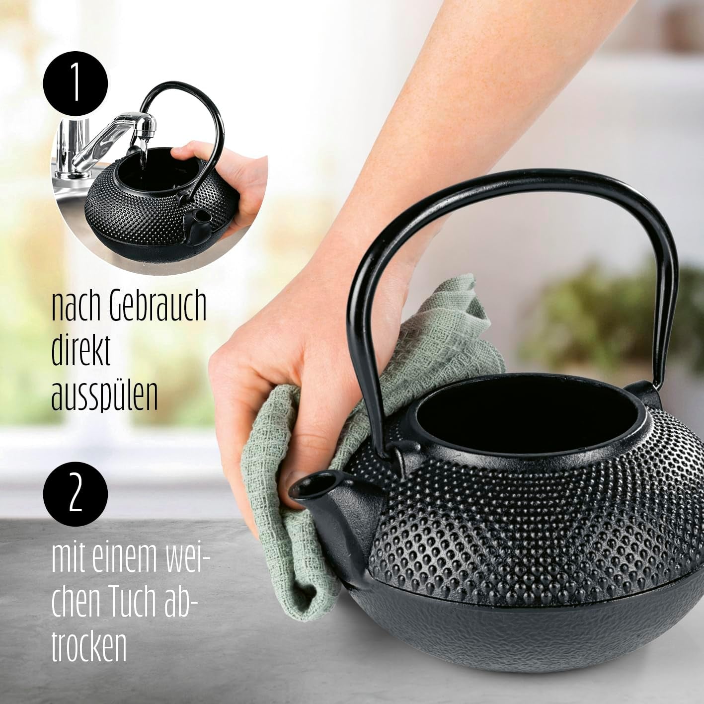 Set da tè Lumaland da 8 pezzi | Teiera in ghisa Tetsubin da 1,4 litri | Stufa in ghisa | 2 tazze da tè e 2 piattini | Set da tè giapponese comprensivo di misurino in bambù e infusore in acciaio inossidabile