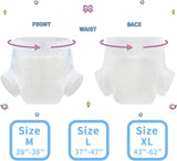 CutiePlusU Pannolini per adulti, Superficie asciutta, Massima assorbenza durante la notte, Pannolini usa e getta per incontinenza - Blu, Rosa, Bianco, Confezione da 3 (Medio 71-96 cm)