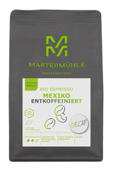 Martermühle Mexiko Bio Espressobohnen entkoffeiniert 1kg mittelkräftig I Arabica I Gusto: Nougat, Zartbitterschokolade I Ganze Bio Espresso-Bohnen schonend geröstet, säurearm