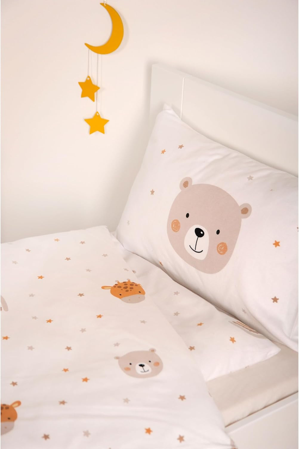 Herding Babybest Little Friends Winterbettwäsche, Kopfkissenbezug 40 X 60 Cm Mit Hoteleinschlag, Bettbezug 100 X 135 Cm, Mit Zwißwerfer, 100% Baumwolle/Flannel, Weiß, Twin Naty Shop