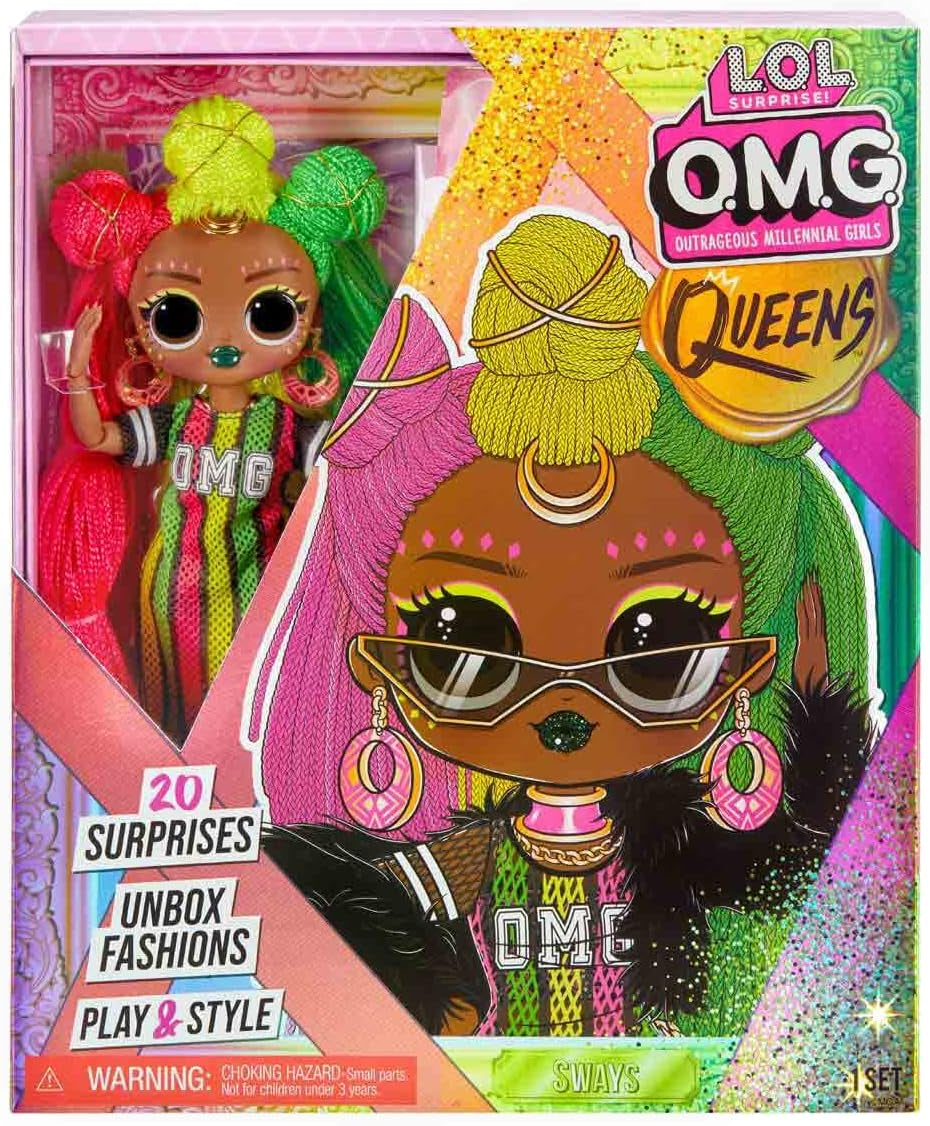 LOL Sorpresa! OMG Queens Fashion Doll - SWAYS - 20 sorprese tra cui vestito, accessori, supporto per bambola e altro - Da collezione - Per ragazzi e ragazze dai 4 anni in su