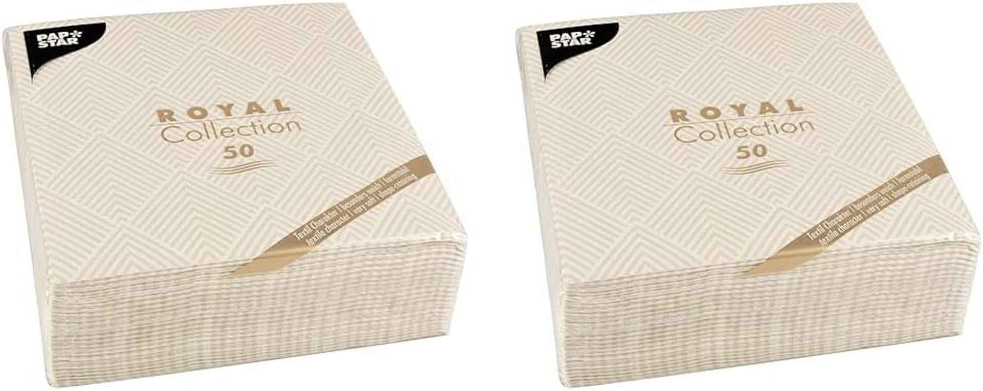 Papstar, 50 tovaglioli "ROYAL Collection" piega 1/4 40 Cm X 40 Cm champagne "Elegance", #86497