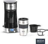 Macchina per caffè espresso BEEM THERMO 2 GO a filtro singolo con tazza termica da 0,4 l | Filtro permanente | Con timer 24 ore per una tazza di caffè caldo al mattino, senza attese | 750 W