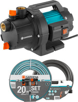 Set pompa da giardino Gardena 09011-47 3000/5, fino a 3.000 l/h con set di tubi flessibili