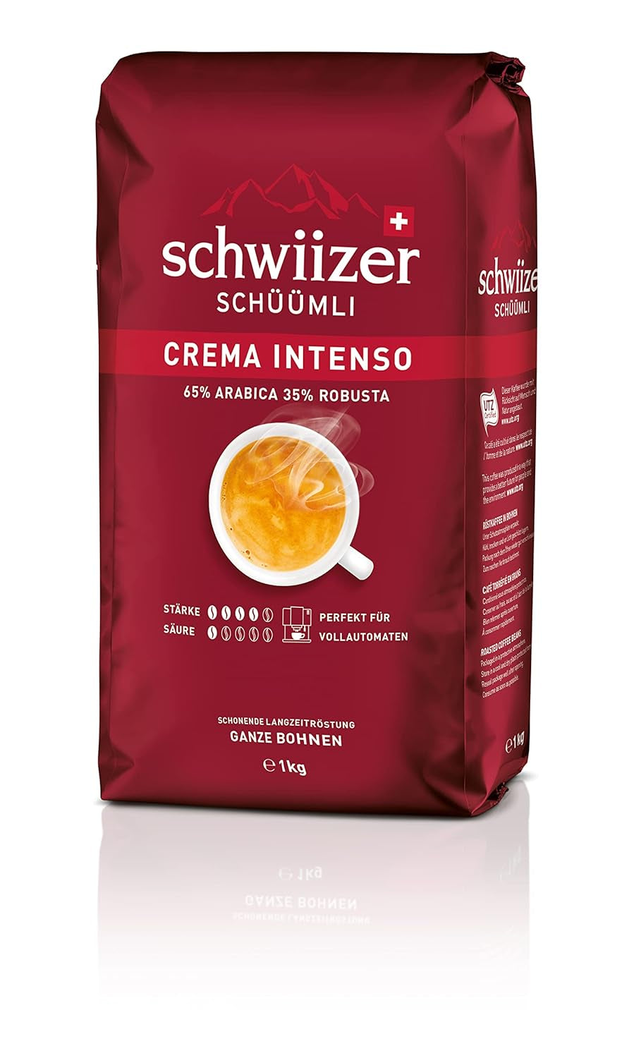 Schwiizer Schüümli Intenso, capsula, caffè macinato 1kg - Intensità 4/5 - Certificato UTZ (confezione da 4)