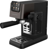 Macchina per caffè espresso portafiltro GRUNDIG KSM 5330 con contenitore del latte integrato, potenza 1628 W, pressione della pompa 15 bar, doppio ugello, display touch a colori, BrewSense, CreamyPro, Acciaio inossidabile scuro/Nero