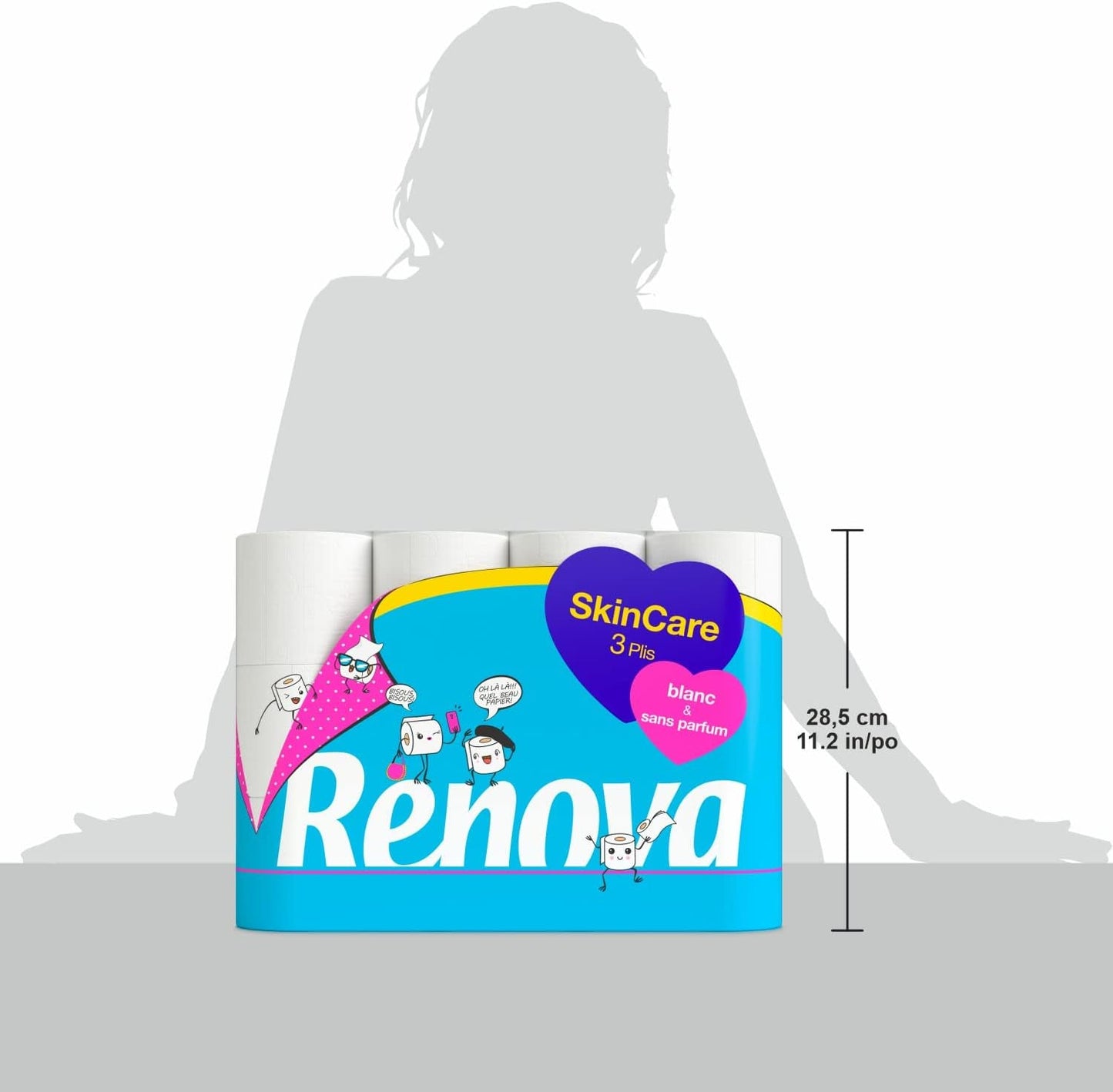 Carta igienica Renova Skincare, 3 strati, bianca, 24 rotoli