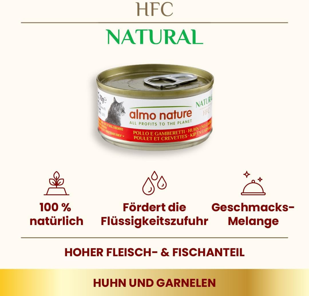 Almo Nature HFC Alimento umido naturale per gatti - Ricette assortite con pollo - 6 x 70g