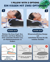 Cuscino IDEA, Cuscino ortopedico ergonomico per dolori al collo, Cuscino in memory foam per chi dorme sul fianco, sulla schiena e sull'addome, Cuscino antirussamento per uomini e donne (62 * 34,5 * 12/8 CM) Cuscini ortopedici cervicali Naty Shop