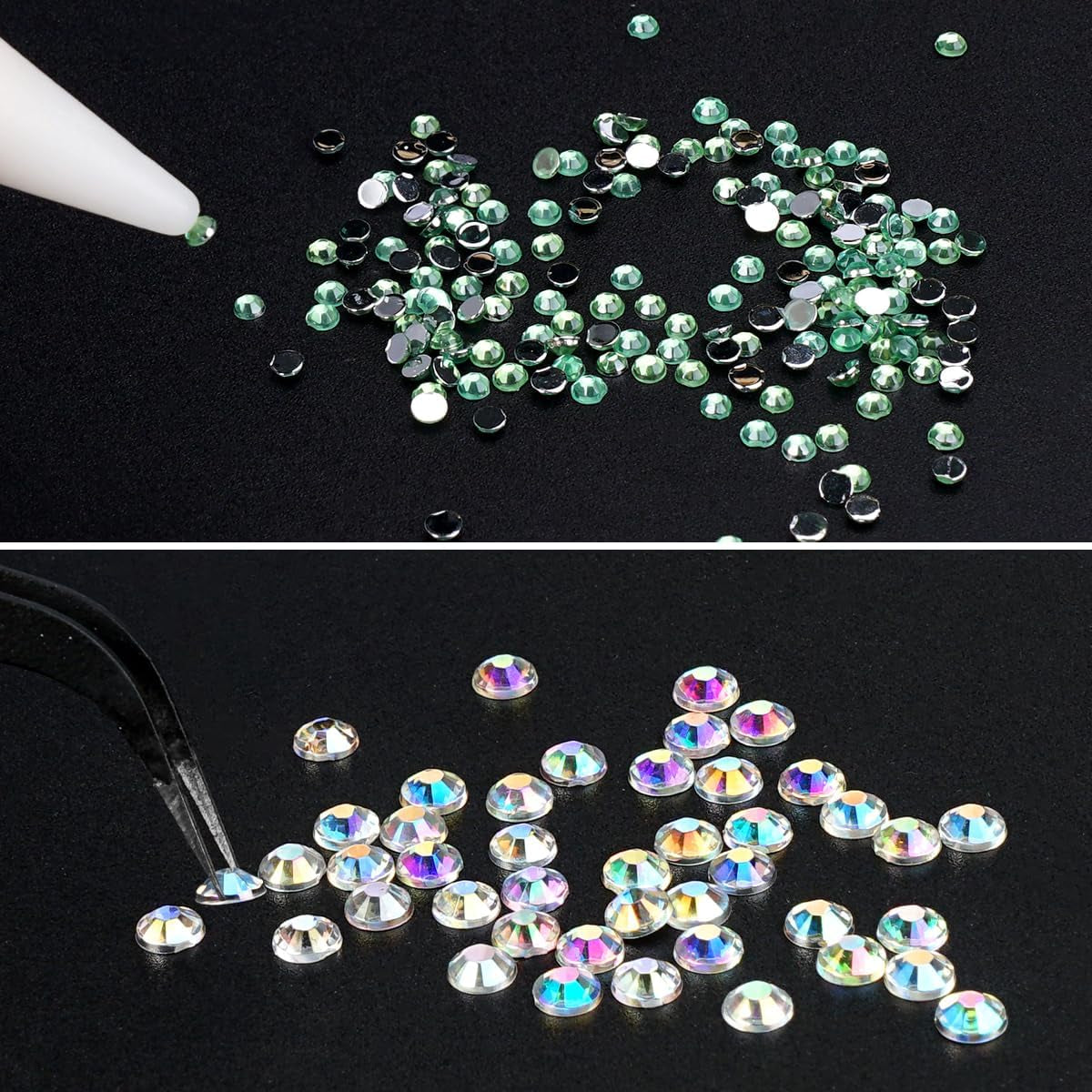 4600 pezzi Strasssteine ​​​​per Nägel, Nagel Glitzersteine ​​3 Verschiedene Stil Flache Nail Gems Nägel Steine ​​​​Klein Nagel Steinchen Mit Pinzette Und Strass Picker Dotting Pen Für Nägel/Kleidung/Handwerk