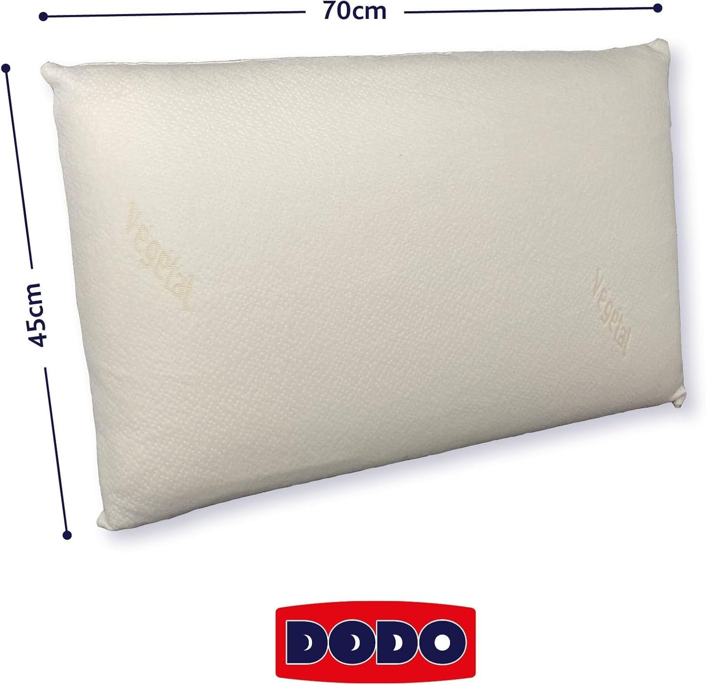 Cuscino, Ergonomico, Vegetale, 45 X 70 Cm, Memory Shape, Rettangolare, Imbottitura 100% MDF, Fondo in Cotone, Fodera in Poliestere - Castor Oil Naty Shop Cuscini Standard