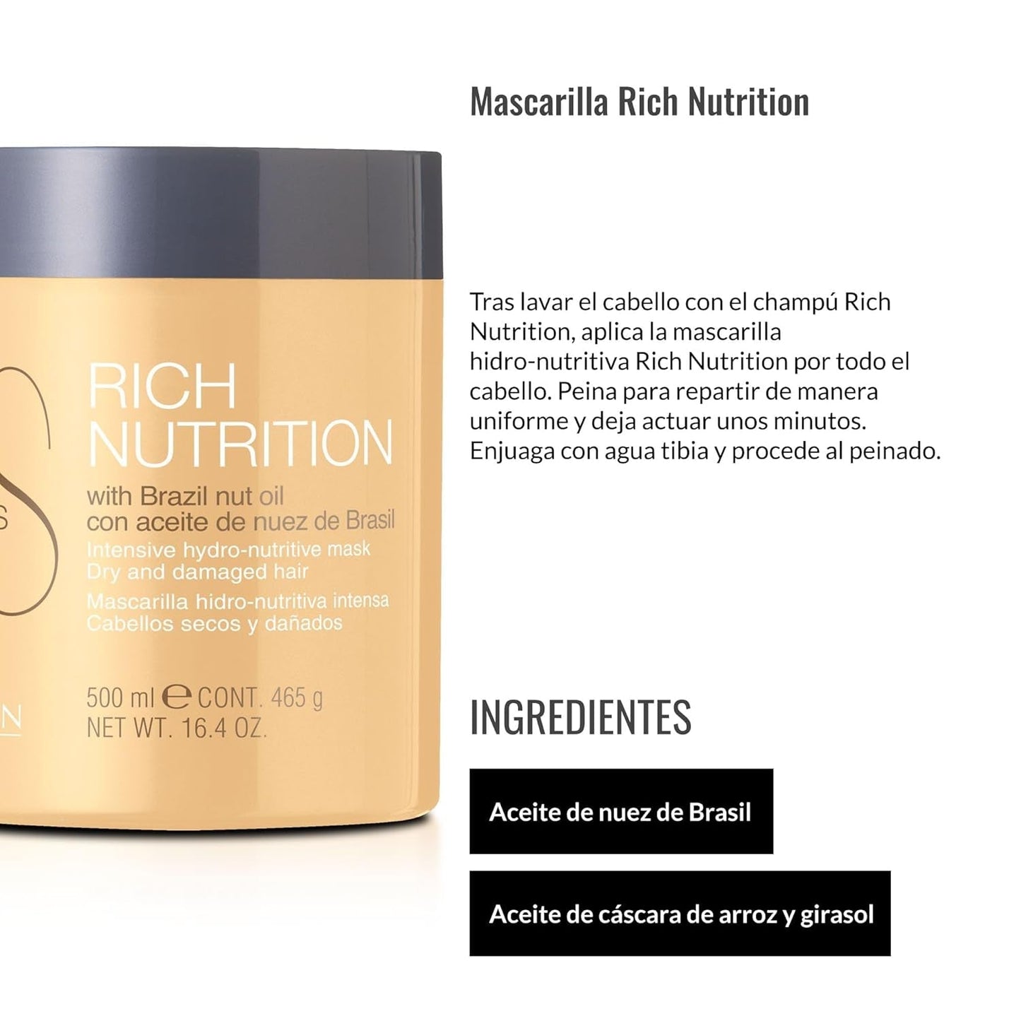 Maschera idratante per capelli - Nutrizione ricca - 500 ml - capelli secchi e danneggiati - con olio di noce del Brasile - nutre e fornisce un'idratazione intensa ai capelli, ripara Naty Shop Hair Mask