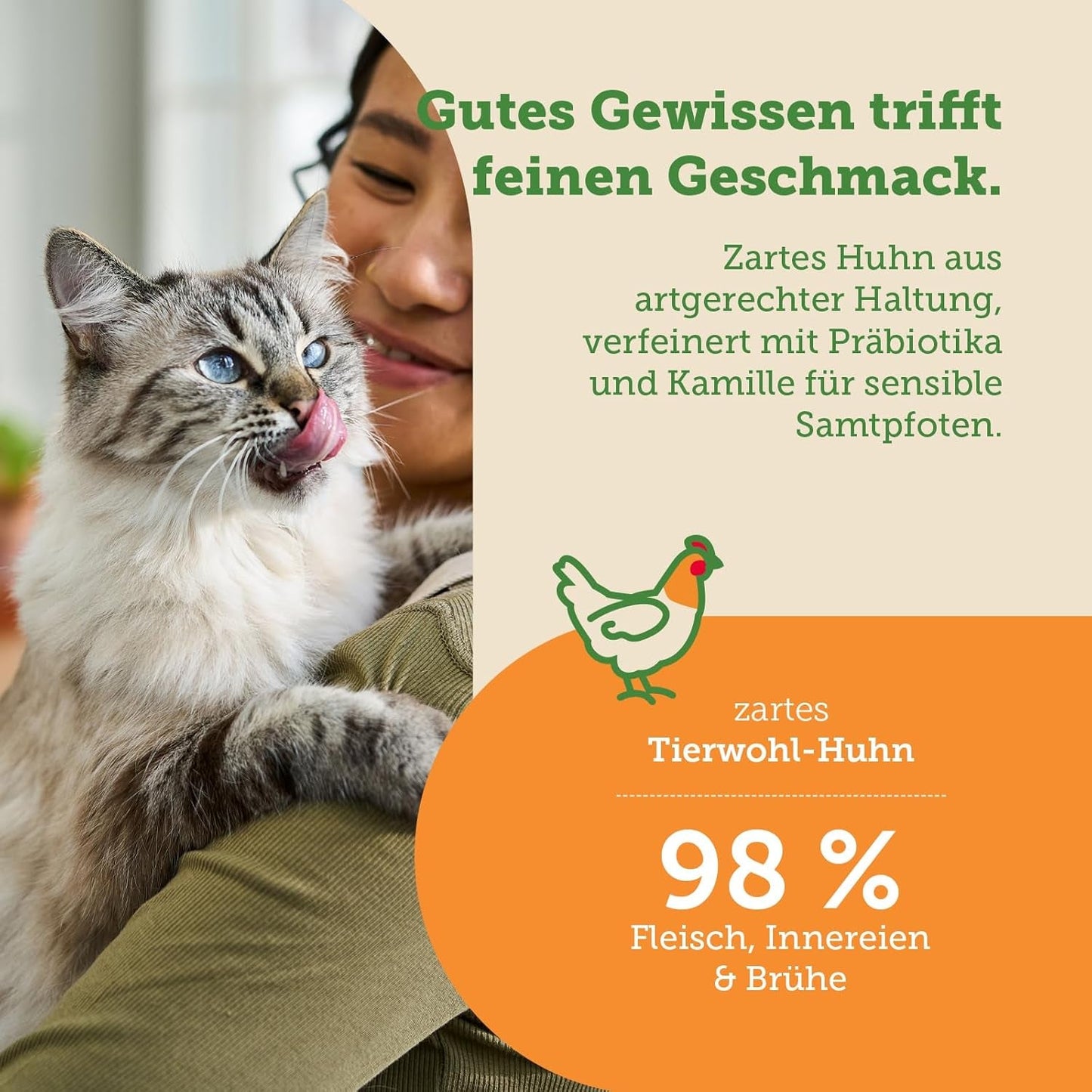 Cibo umido per gatti MERA Cats Nature Sensitive con pollo 12x85g | Monoproteico, senza zucchero e senza cereali | Alimento umido per gatti ad alto contenuto di carne e facilmente digeribile