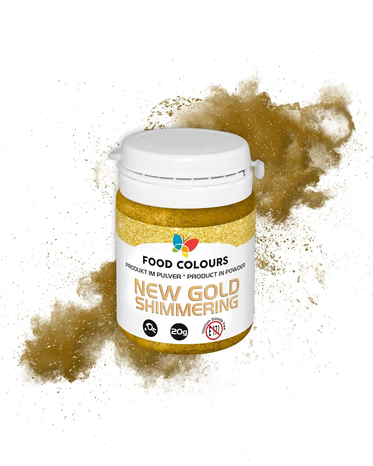 Glitter commestibili con effetto metallico, New Gold Shimmering, 20 grammi Titolo predefinito Glitter Naty Shop