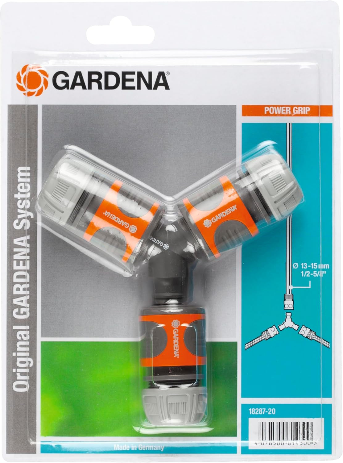 Set di raccordi Gardena: raccordo per tubo flessibile per prolunga da 13 mm (1/2 pollice) e 15 mm (5/8 pollice), anche con alta pressione dell'acqua, montaggio semplice (18283-20)