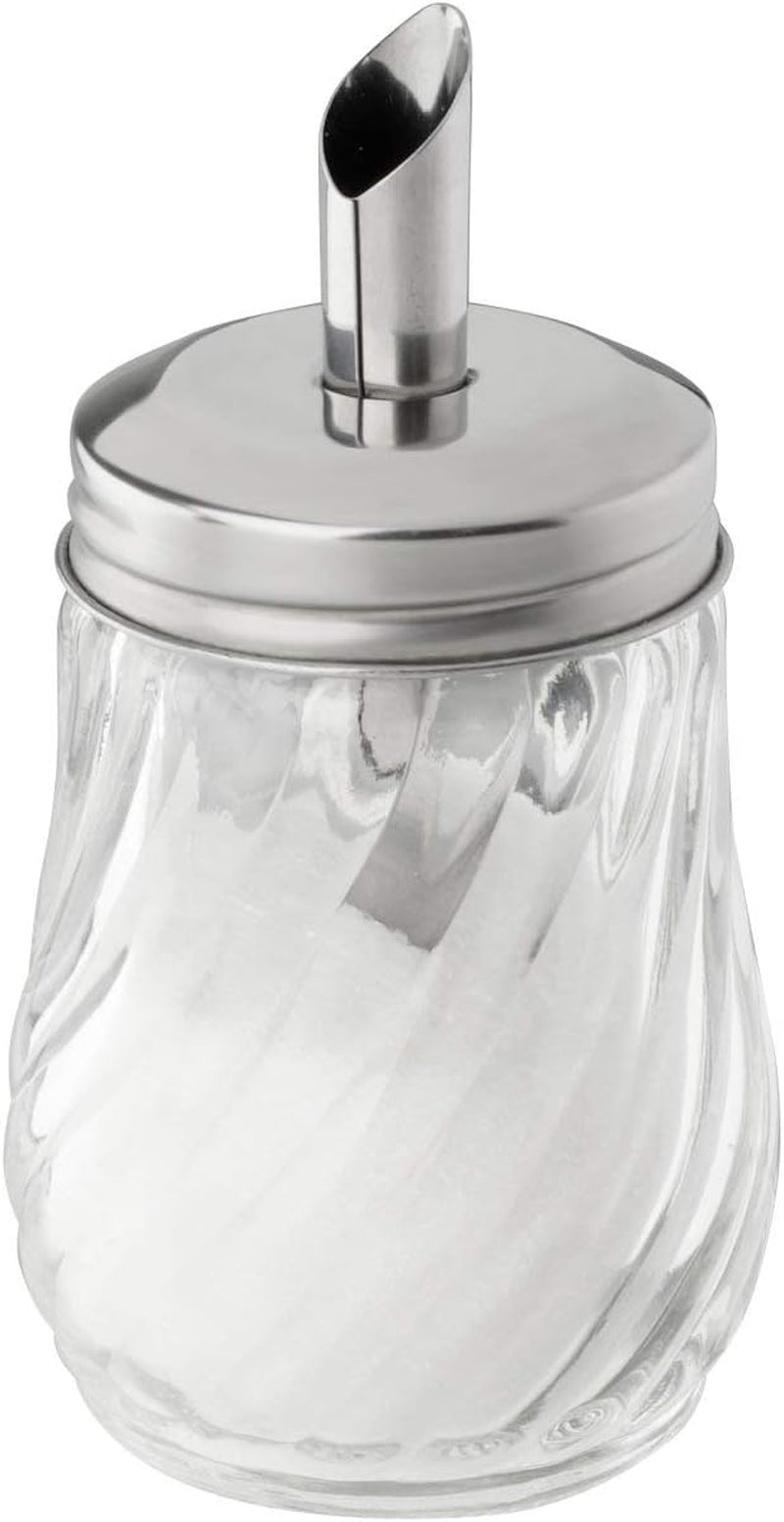 FMprofessional dispenser zucchero FLEURETTE da 160 ml, contenitore in vetro, contenitore per un facile dosaggio, contenitore per varie occasioni, contenitore di alta qualità (colore: argento), quantità: 1 pezzo