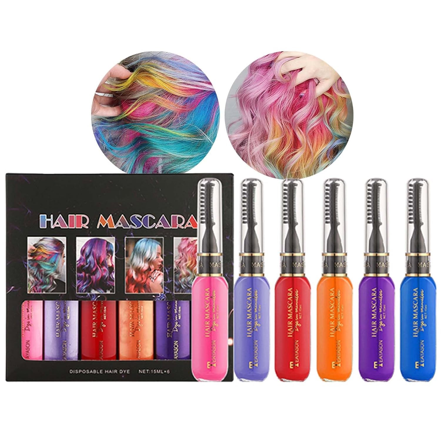 Tintura Per Capelli Istantanea 6 Colori Mascara Temporaneo Per Capelli Per Ragazze E Donne Gesso Per Capelli Lavabile Mascara Per Capelli Arcobaleno Tintura Per Capelli Per Carnevale Halloween Cosplay Festa Di Compleanno (A) Naty Shop Tintura Per Capelli A 90 Ml (1 Confezione)