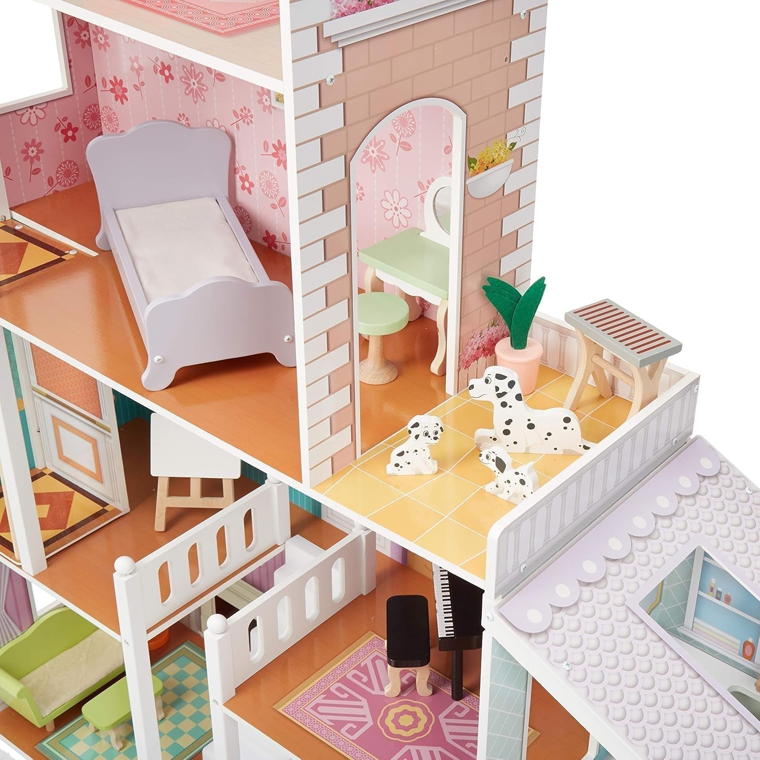 Casa delle bambole in legno a 4 livelli Amazon Basics e accessori per mobili per bambole da 12 pollici Case delle bambole del Naty Shop