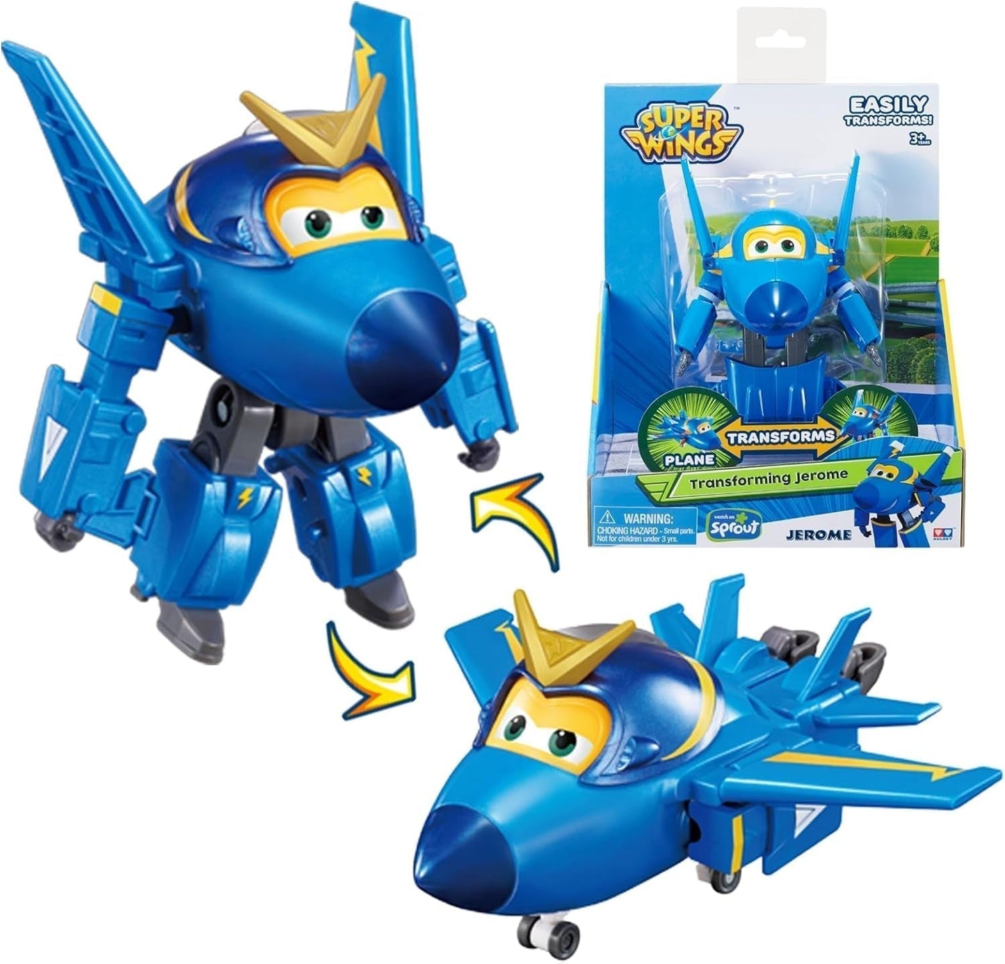 Super Wings Personaggi trasformanti da 5" Confezione da 2 Jett sovralimentato trasformante + Tino Giocattolo trasformatore per ragazzi e ragazze dai 3 anni in su Action Figure rosse Naty Shop Jerome