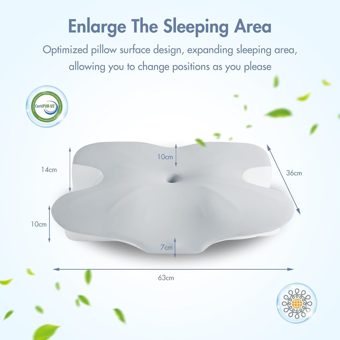 Elegear Cuscino in Memory Foam con Fodera per Cuscino Raffreddante Cuscino per Dolore al Collo Cuscino per chi dorme sul fianco Cuscino ergonomico Cuscino ortopedico per chi dorme sul fianco Schiena Addominale 63X 10/14 X36Cm Cuscini ortopedici cervicali Naty Shop
