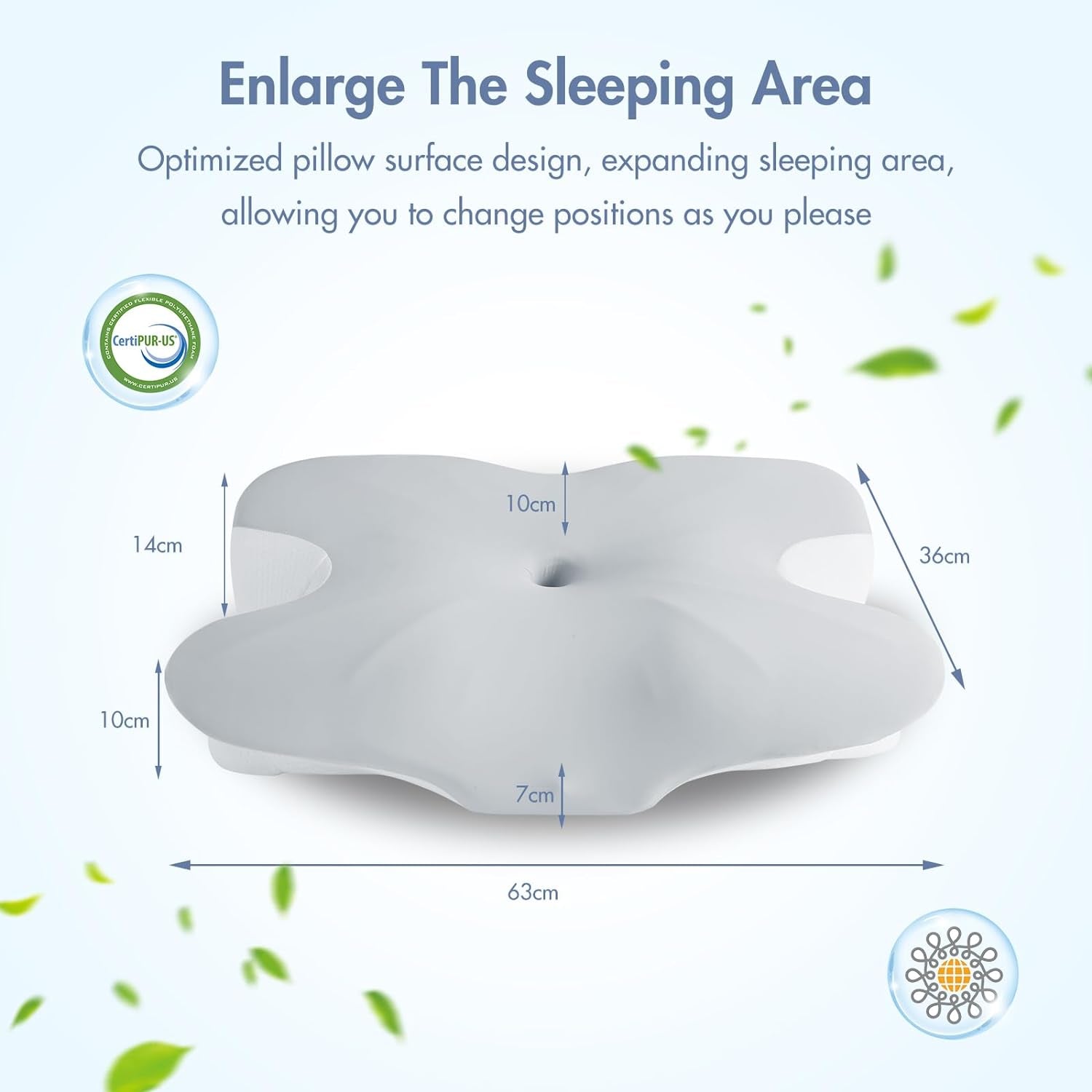 Elegear Cuscino in Memory Foam con Fodera per Cuscino Raffreddante Cuscino per Dolore al Collo Cuscino per chi dorme sul fianco Cuscino ergonomico Cuscino ortopedico per chi dorme sul fianco Schiena Addominale 63X 10/14 X36Cm Cuscini ortopedici cervicali Naty Shop