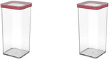 Rotho Loft Set di 5 barattoli con coperchio, varie dimensioni, plastica per alimenti (PP) senza BPA, trasparente/rosso, (21,4 x 21,4 x 23,5 cm) Naty Shop Scatole per alimenti da 1,5 l (confezione da 2)