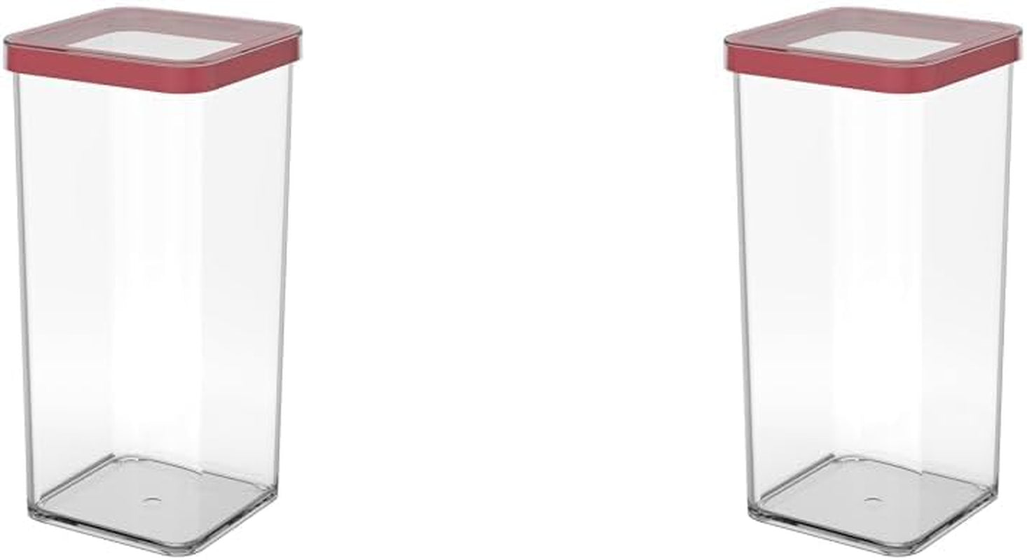 Rotho Loft Set di 5 barattoli con coperchio, varie dimensioni, plastica per alimenti (PP) senza BPA, trasparente/rosso, (21,4 x 21,4 x 23,5 cm) Naty Shop Scatole per alimenti da 1,5 l (confezione da 2)