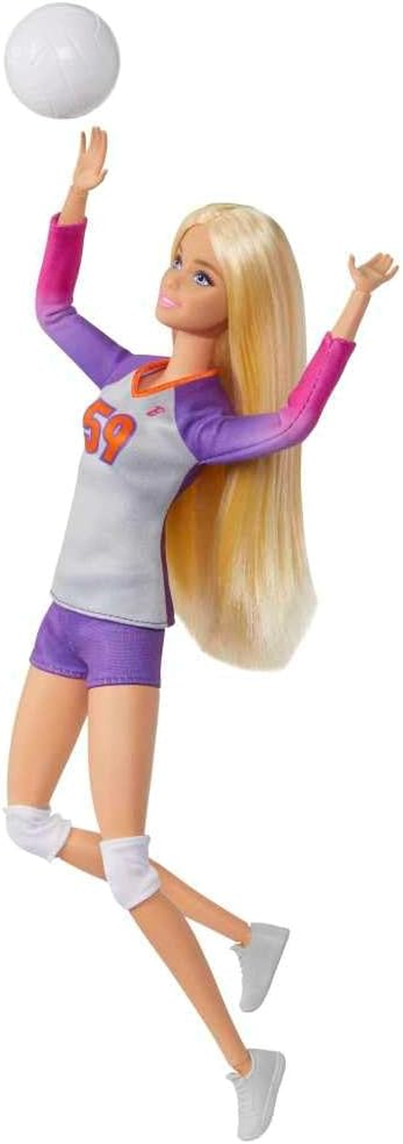 Barbie Made to Move - Bambola giocatrice di pallavolo con maglietta e palla - 22 articolazioni per un gioco realistico, include pallavolo e abbigliamento sportivo, HKT72 Bambole Naty Shop