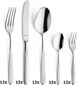 Set posate Amefa Satina in 60 pezzi, per 12 persone, sicure Kitchen Naty Shop