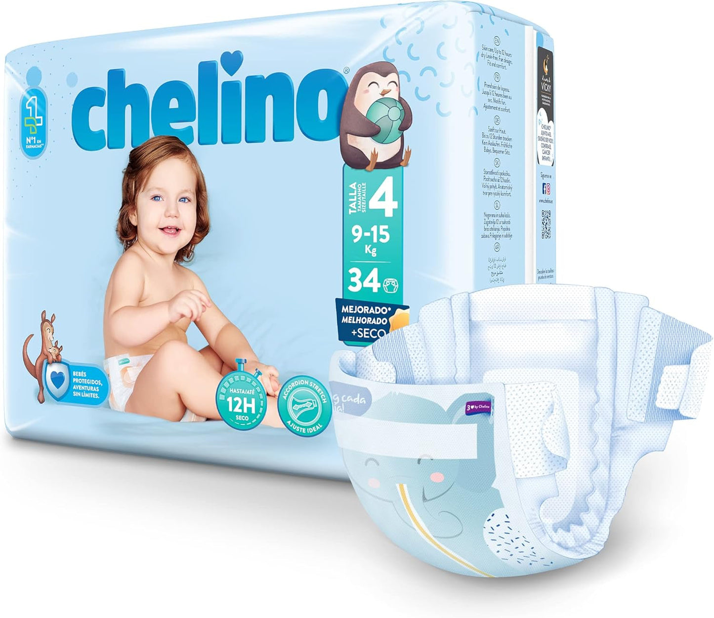 Pannolini per bambini Fashion & Love taglia 4 (9-15 kg), 34 pezzi