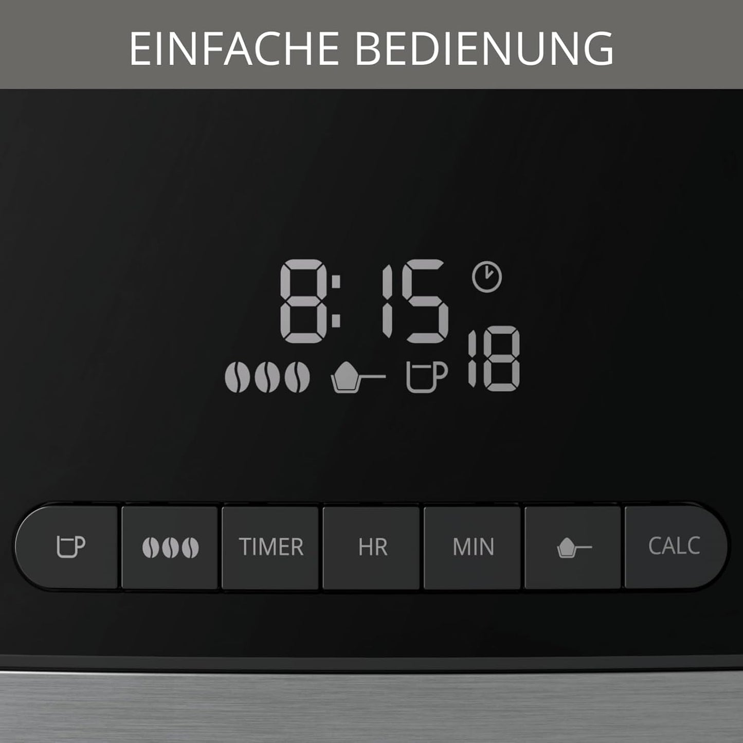 Macchina per caffè espresso Krups KM8328 Macina con macinino | timer 24 ore | Contenitore per cereali 180 g | Capacità 1,25 l per un massimo di 15 tazze di caffè | Funzione di spegnimento automatico | 3 impostazioni di macinatura | Nero
