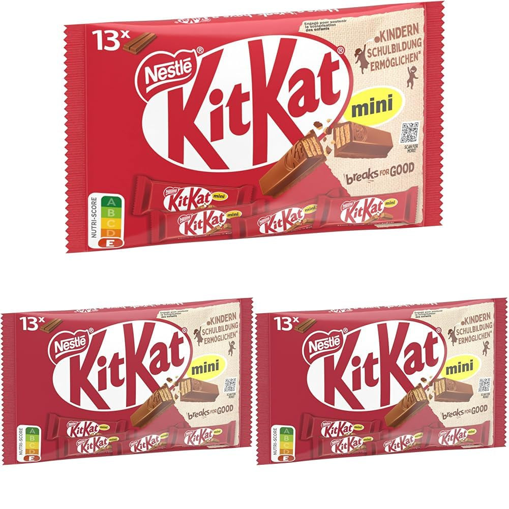 Mini barrette di cioccolato Nestlé Barrette di wafer croccanti al cioccolato al latte, confezione da 3 (1 x 217 g)