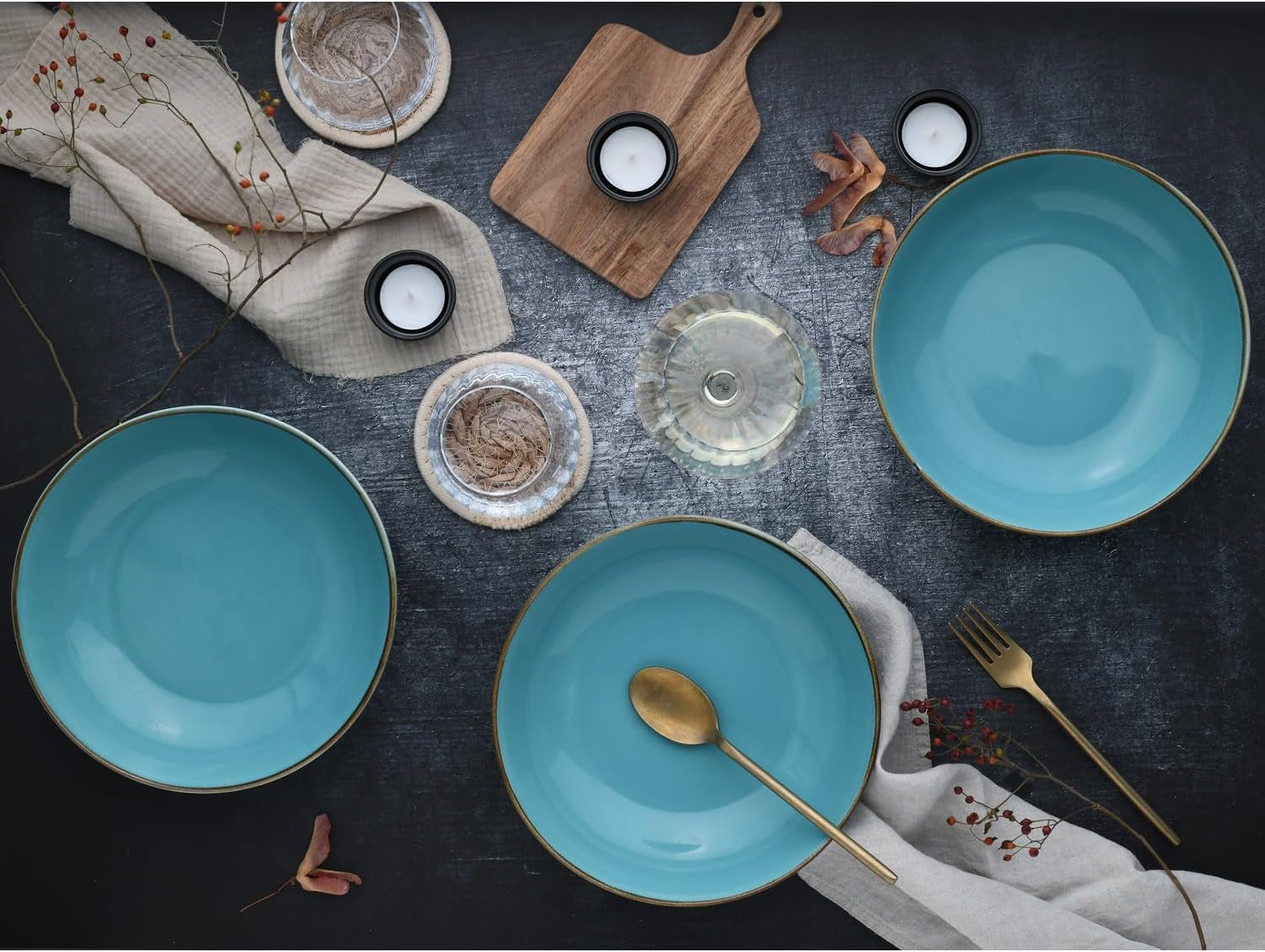 Creatable, 21683, Serie Nature Collection Water, set da 4 pezzi per 4 persone, Poke Bowl aus Steinzeug, spülmaschinen- und mikrowellengeeignet, Qualitätsproduktion