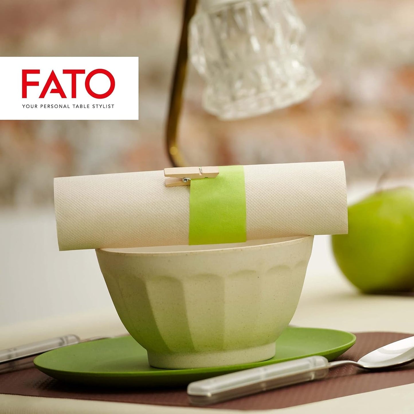 Fato - Tovaglioli di carta usa e getta 4 pieghe naturali, ecologici, confezione da 40, formato 38X38, 2 veli, carta riciclata al 100%