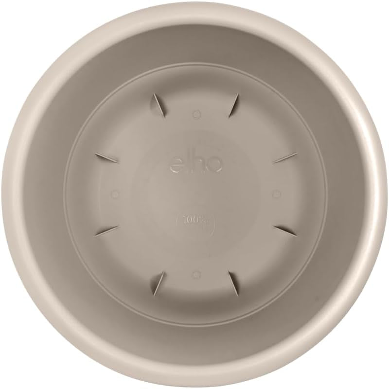 elho Amiga Round 30 - Vaso da fiori per interni ed esterni - 100% plastica riciclata - Ø 29,5 x H 20,2 cm - Beige/Beige fungo