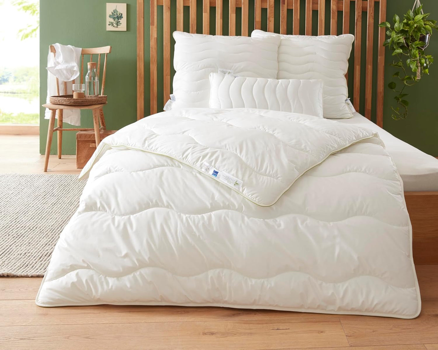 Badenia Trendline Trapunta ecologica Aerelle Blue Duo 135 X 200 cm, Bianco, Certificato Öko-Tex, Prodotto secondo lo standard di qualità tedesco Trapunte e trapunte Naty Shop Trapunta invernale 135 X 200 Duo