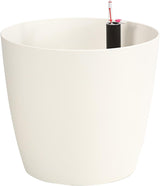Vaso da fiori Dehner Mila con sistema di irrigazione automatica, Ø 30 cm, altezza 26 cm, plastica, bianco