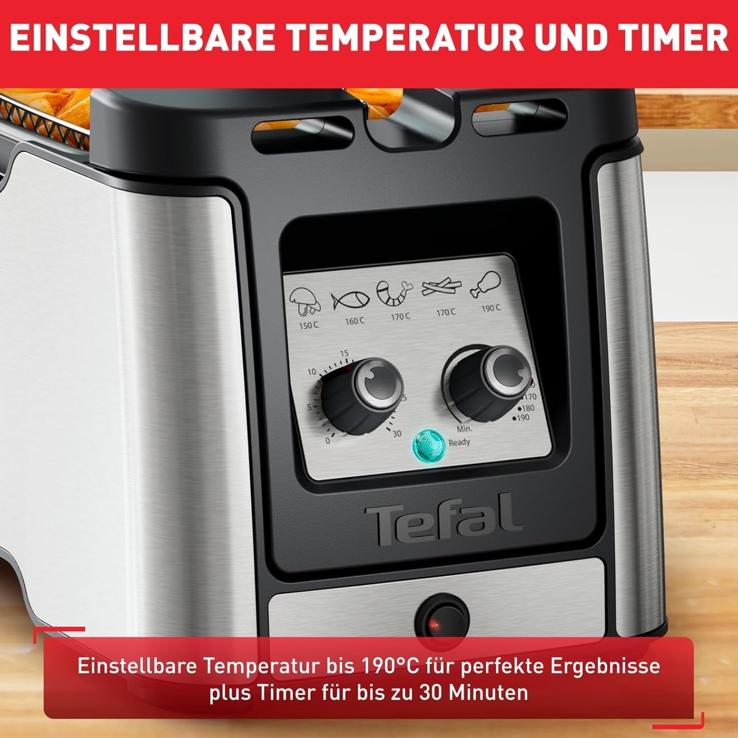 Friggitrice Tefal FR600D Clear Duo, frigge con meno fumo e odori, capacità 1,2 kg, termostato, timer, ampia finestra di visualizzazione senza nebbia Elettrodomestici Naty Shop