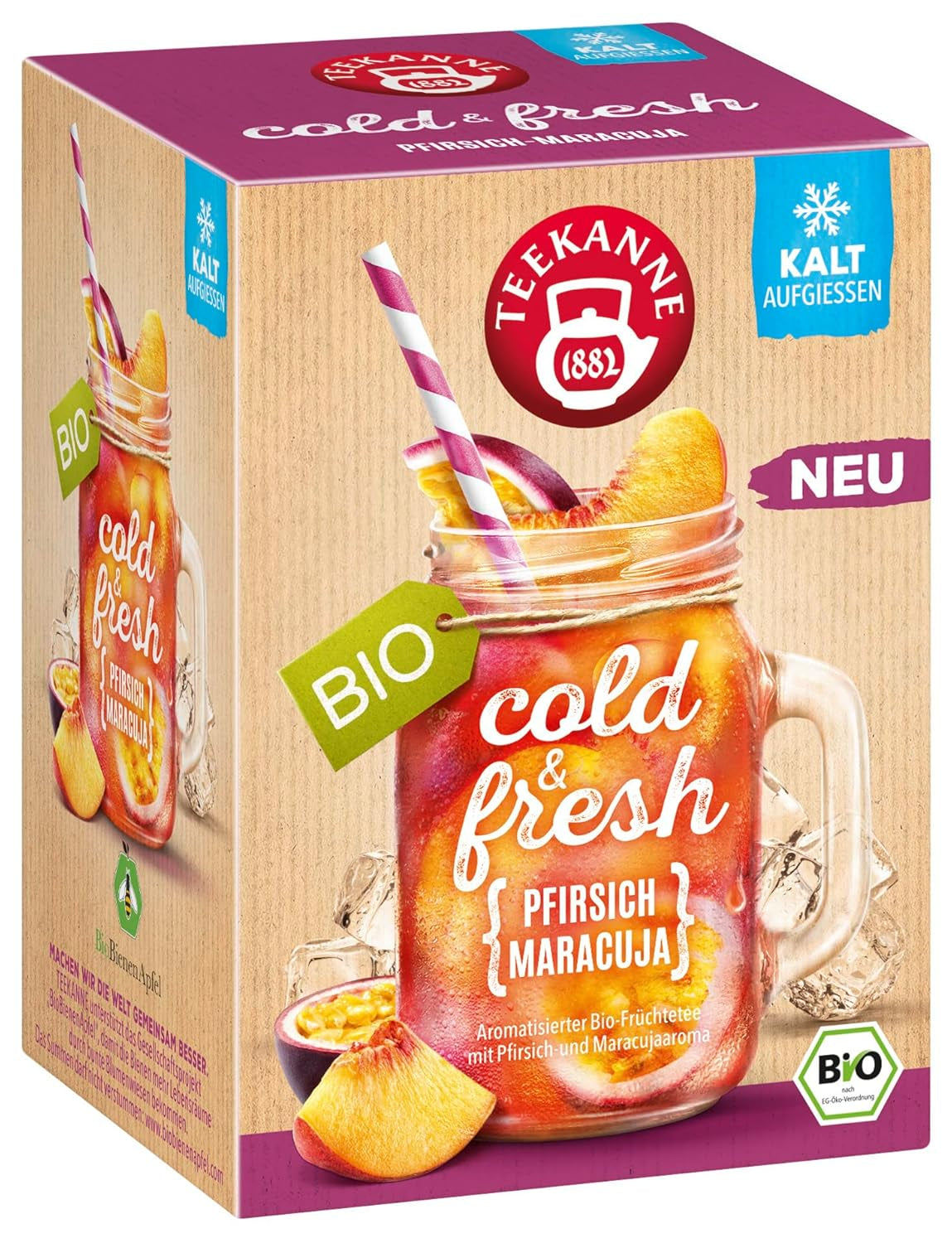 Teekanne Cold & Fresh BIO 4Er Mix - Con le nuove varietà limone-menta, pesca-maracuja, arancia-rosmarino, pompelmo-menta-zenzero (4 X 45G)
