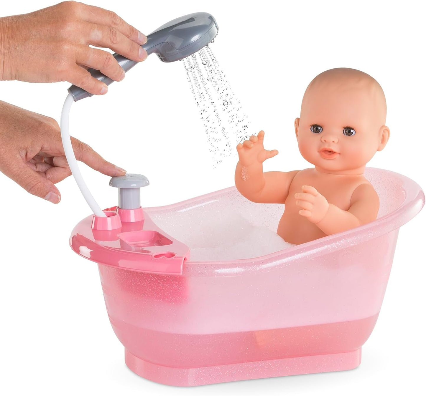 Corolle 9000141660 - Vasca da bagno Mon Grand Poupon con funzione pompa e paperella di gomma per tutte le bambole da 30-36 cm, 32,5 cm, a partire da 3 anni