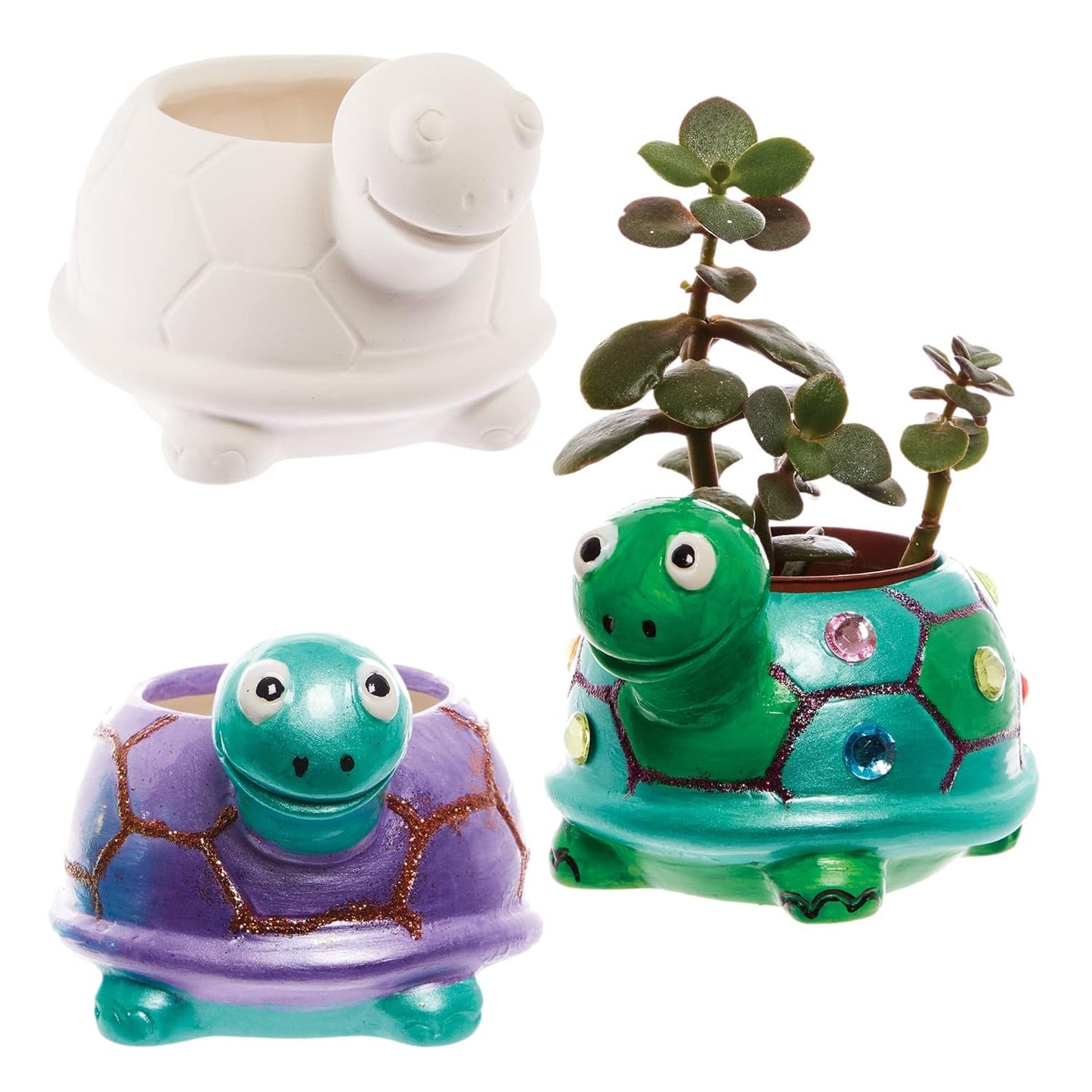 Baker Ross FX594 Fioriere in ceramica tartaruga - Confezione da 2, dipingi la tua fioriera